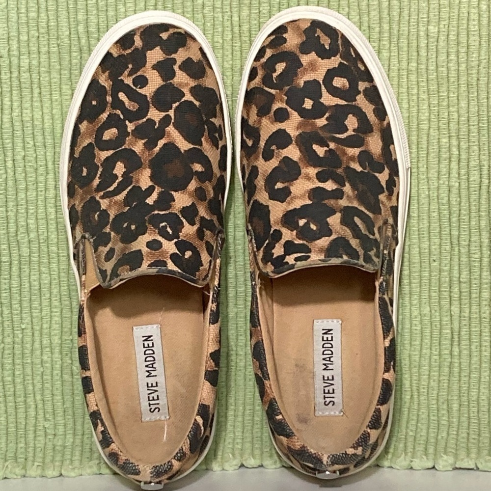 Steve Madden Womens Leopard Print Canvas Slip On Casual Sneakers Shoes SZ US 8 - Picture 5 of 11